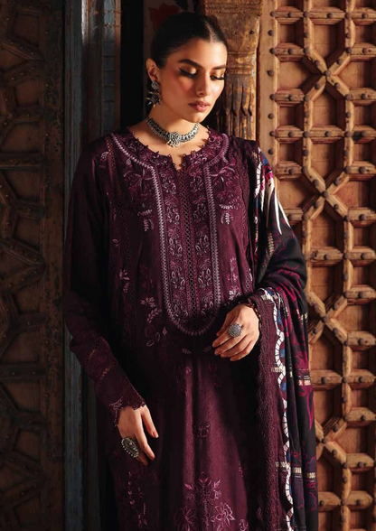 Unstitched embroidered self linen jacquard shirt with printed jacquard woolen shawl